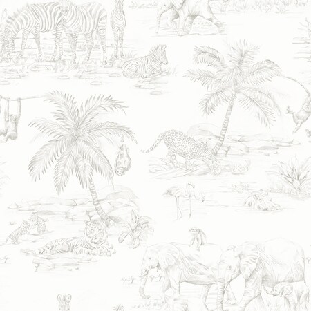 Manhattan Comfort Hartford Boheme Platinum Animals 33 ft L X 209 in W Wallpaper BR4060-347692